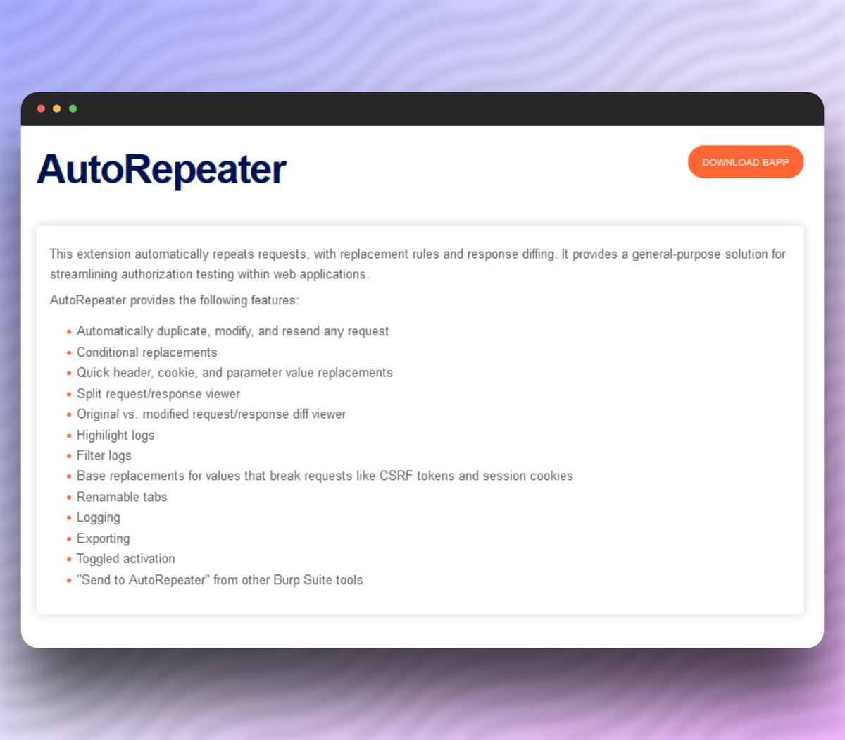 thebinarybot's tweet image. 🛠️ It&apos;s #ToolThursday and today I recommend you all to checkout &quot;AutoRepeater&quot;

#bugbounty #cybersecurity