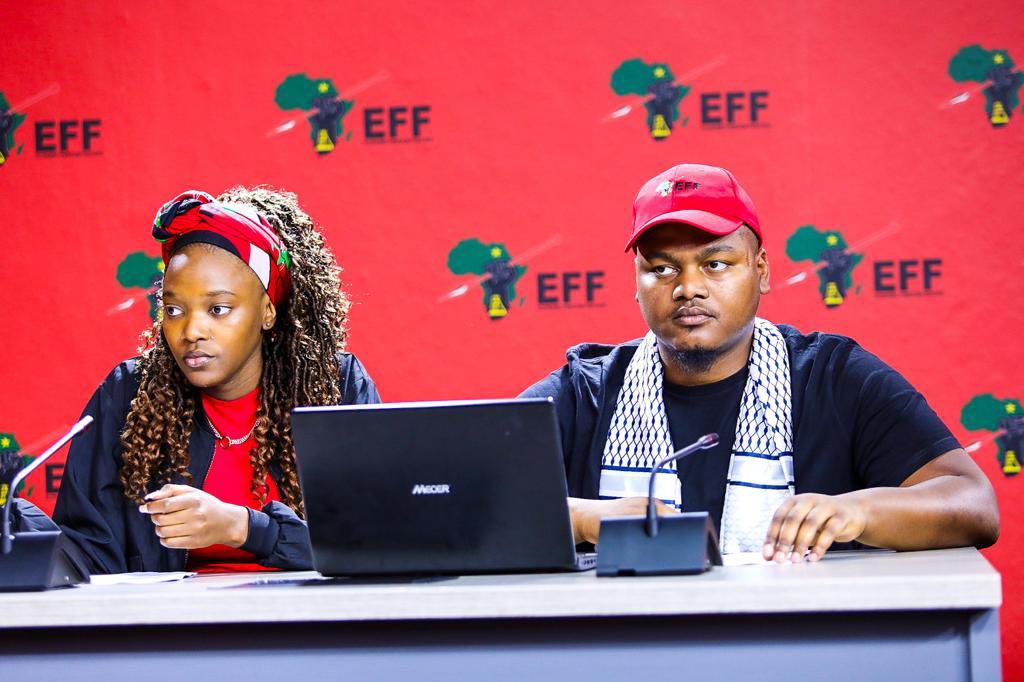 EFFYouthCommand's tweet photo. ♦️In Pictures♦️
The EFFSC Officials, Acting Secretary General, @Khanya_bungane and Treasurer General, @Amanda_Ntombel in attendance at the #EFFSCPresser.
#RegisterToVoteEFF https://t.co/PMUKVipNV2
