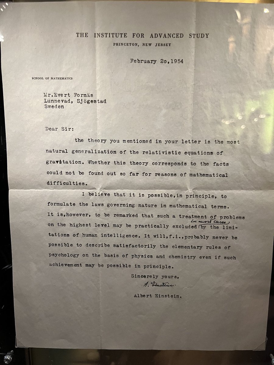 Nobel Prize museum, letter from Einstein