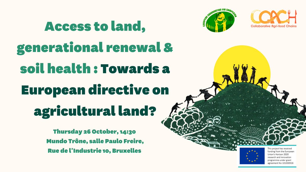 📢Join us live to talk about Access to land, generational renewal &amp; soil health: Towards a European directive on agricultural land?

Join us via Zoom (with interpretation) eurovia.org/publications/p… 

Or the Facebook stream: facebook.com/ECVC1/videos/1…