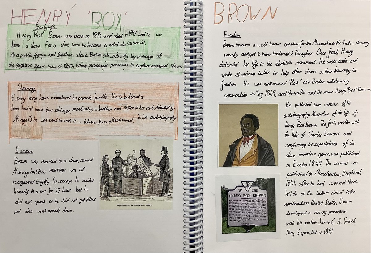 InkersallK's tweet photo. As part of #BlackHistoryMonth Y6 have been learning all about Henry ‘Box’ Brown and his incredible escape to freedom. @ipa_spencer @satrust_ https://t.co/P7XJkqlOIO