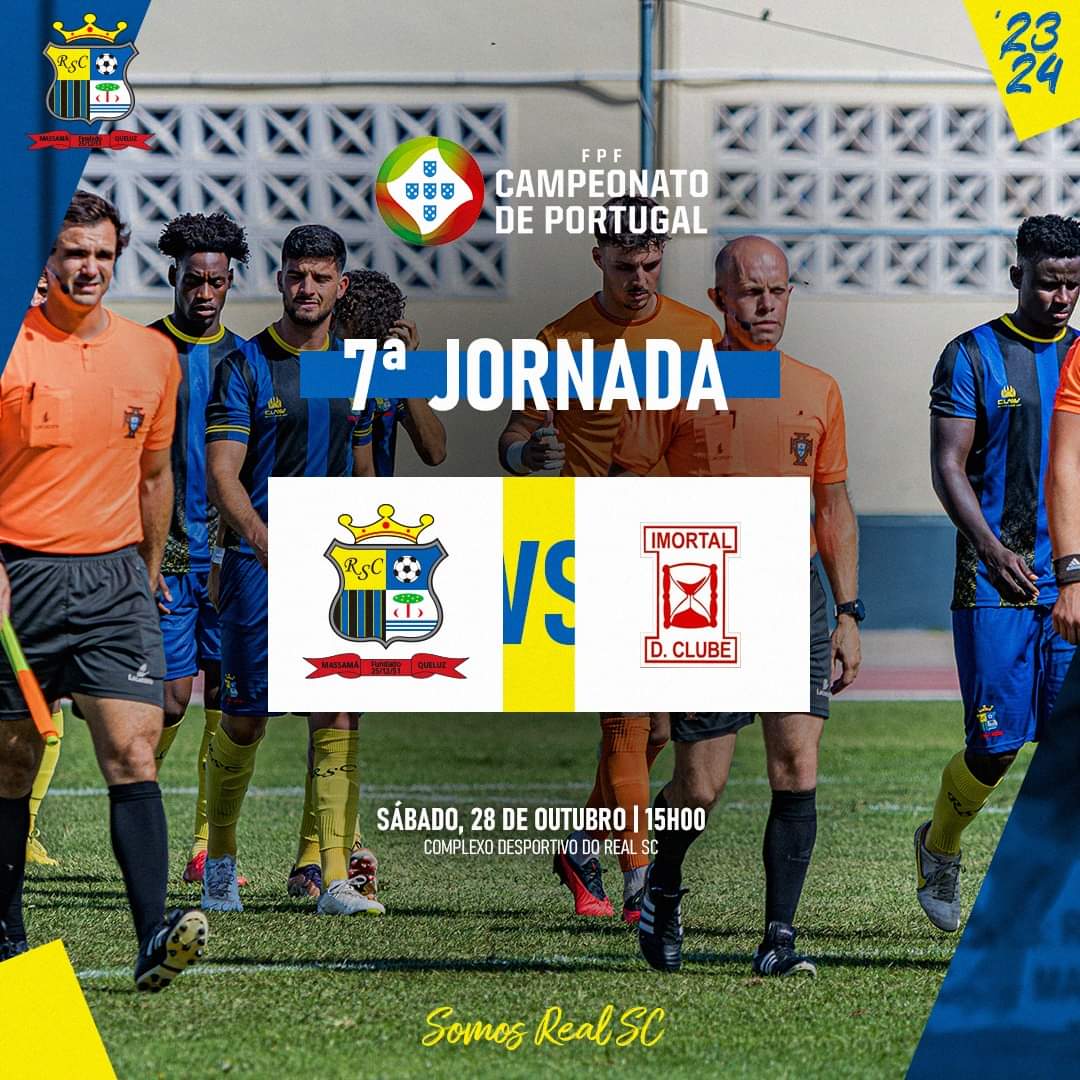 RealSportClube3's tweet photo. Força e Determinação, Real SC! 🏆⚽

🆚 Imortal DC
🏟️ Complexo Desp. Real SC
📆 28/10
⏰ 15h00

#RealSC #SomosReal #Futebol #CampeonatoPortugal https://t.co/sJyfR3Tr6i