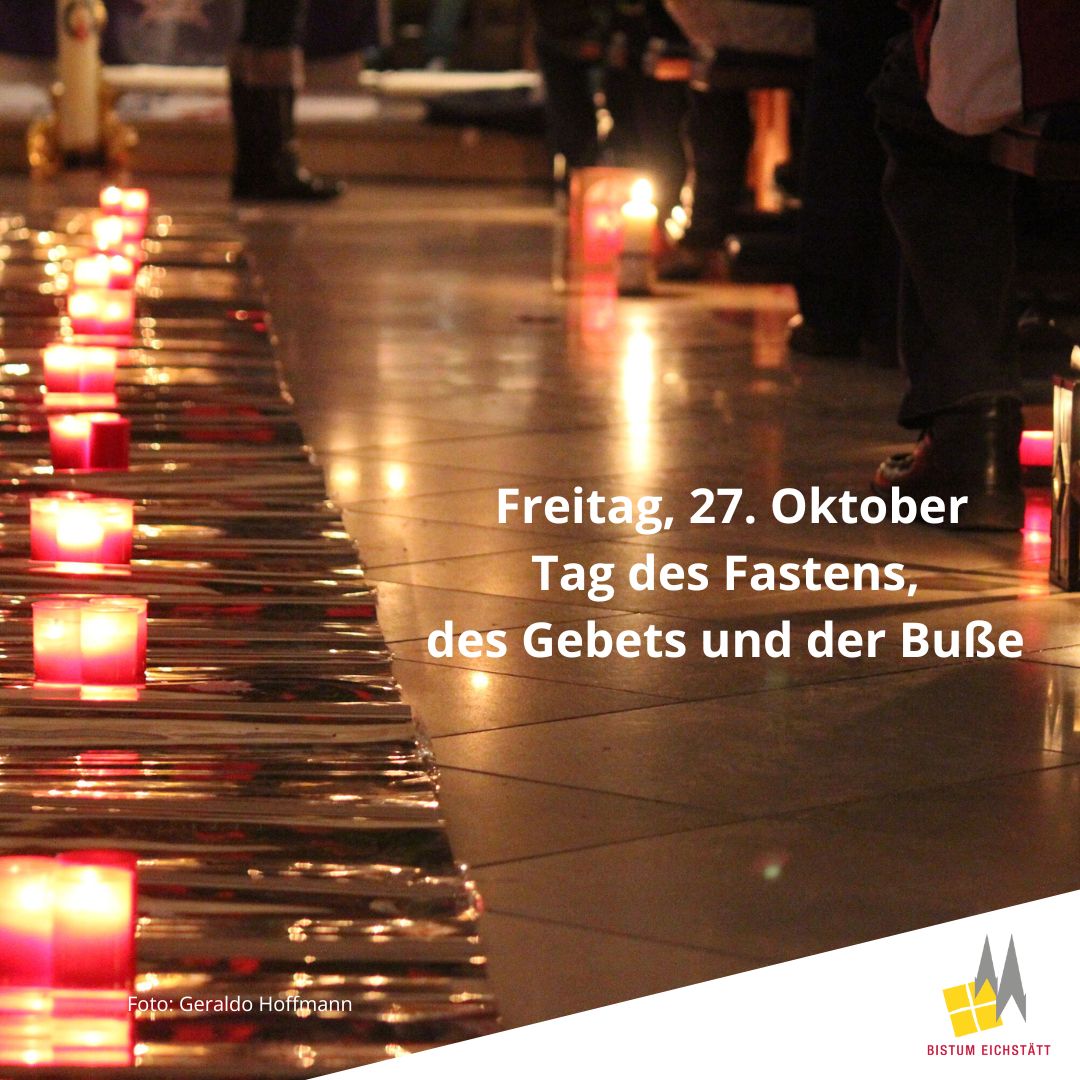 BistumEichst's tweet photo. In Gedenken an den Konflikt in #Israel und #Palästina hat #Papst #Franziskus zu einem Tag des Fastens, des #Gebets und der Buße am Freitag, 27. Oktober, aufgerufen. #Bischof #Hanke wird das Anliegen in Ingolstadt beim "#Nightfever" aufgreifen. https://t.co/ucuGdqEHI2 https://t.co/qyTjfNr7Gb
