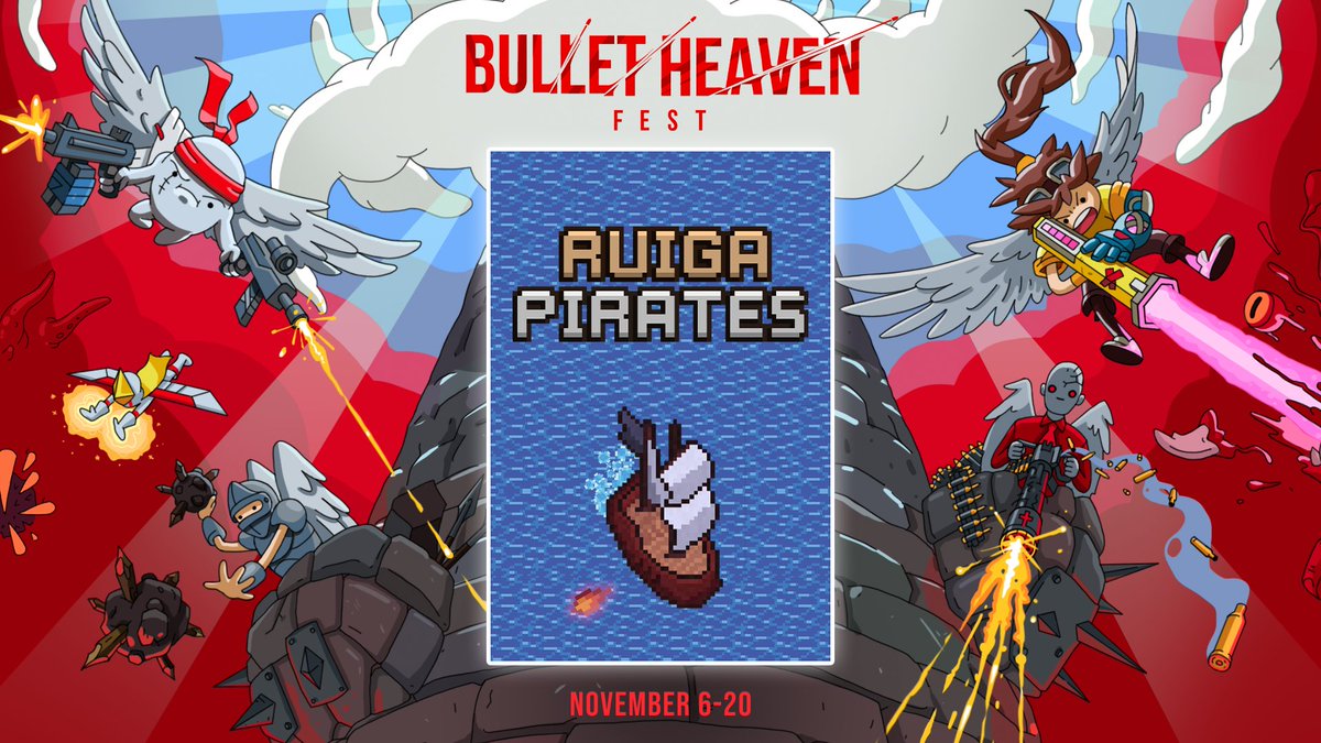 RuigaPirates's tweet photo. Hi everyone. This is an announcement to every pirate who sets heart on the seas. Ruiga Pirates is at Bullet Heaven Fest. Get ready to weigh anchor on November 6th.

#gamedev #indiedev #indiegames #pirate #bullethell https://t.co/DvnGqJXmMu