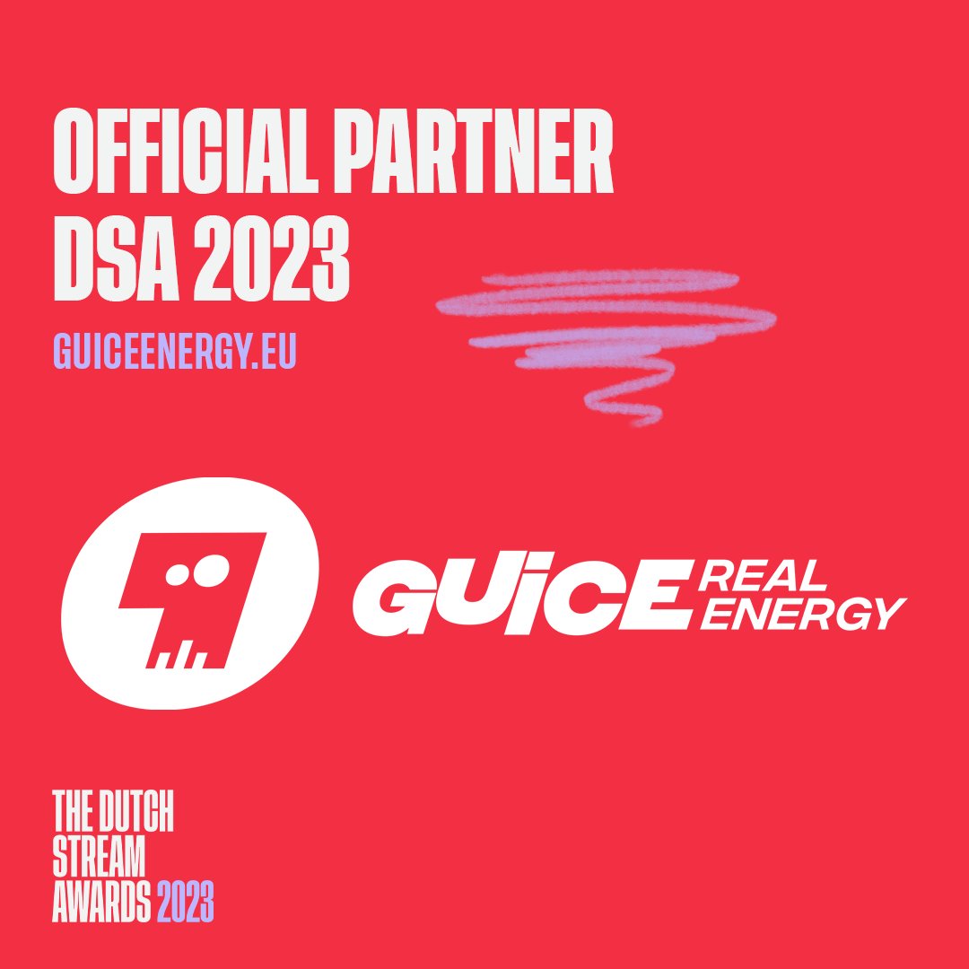 Last, but certainly not least! <a href="/RealGuice/">GUICE - Real Energy</a> is official partner van The Dutch Stream Awards 2023. Get your Real Energy via GuiceEnergy.eu! #DSA23