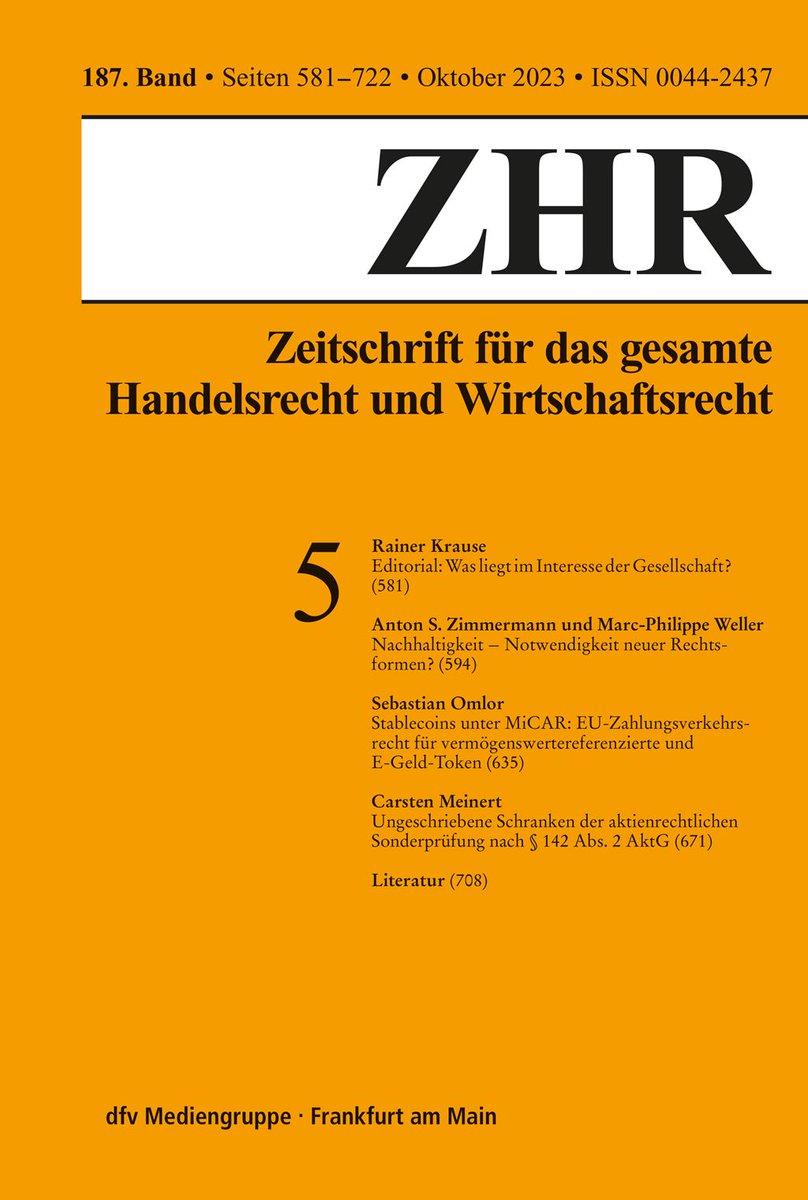#MiCAR-Stablecoins

Was beinhaltet das neue EU-Zahlungsverkehrsrecht für vermögenswertereferenzierte und E-Geld-Token? Dazu ist heute mein Beitrag in der neuen #ZHR erschienen:

online.ruw.de/suche/zhr/Stab…

#dlt #blockchain

<a href="/bundesblock/">Bundesblock</a> <a href="/irdi_Uni_MR/">irdi.Uni_MR</a>