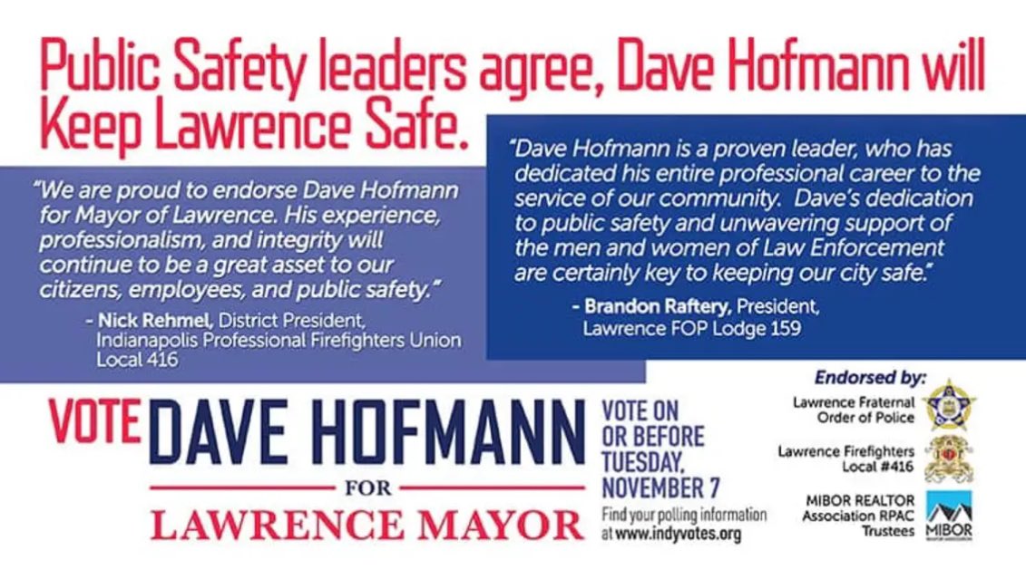 Dave Hofmann (@daveforlawrence) on Twitter photo Want to know why I have been fully endorsed by Lawrence Firefighters and Police Officers?
It's because they know what real leadership looks like. Their choice was clear. Read for yourself!
<a href="/Lawrence_FD/">City of Lawrence FD</a>
<a href="/Lawrence_Police/">Lawrence Police Dept</a>
<a href="/Fop159/">Lawrence FOP 159</a> Want to know why I have been fully endorsed by Lawrence Firefighters and Police Officers?
It's because they know what real leadership looks like. Their choice was clear. Read for yourself!
<a href="/Lawrence_FD/">City of Lawrence FD</a>
<a href="/Lawrence_Police/">Lawrence Police Dept</a>
<a href="/Fop159/">Lawrence FOP 159</a>
