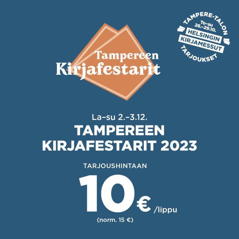 Vinkki Helsingin Kirjamessuilijoille!📚 
Piipahda Tampere-talon pisteellä osastolla 6p30 lunastamassa Tampereen Kirjafestarit-lippusi hintaan 10€ (norm. 15€)!🎟️Tarjous voimassa 26.-29.10.2023
👋 Hyödynnä tarjous myös verkkokaupastamme ja tsekkaa ohjeet👉 tampere-talo.fi/tarjoukset/