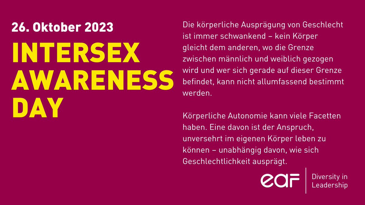 ❕Heute ist #IntersexAwarenessDay! Der Tag macht auf die Gefahr von geschlechtsanpassenden Operationen und den Schutz der Menschenrechte aufmerksam. #Intersex #IntersexAwareness
