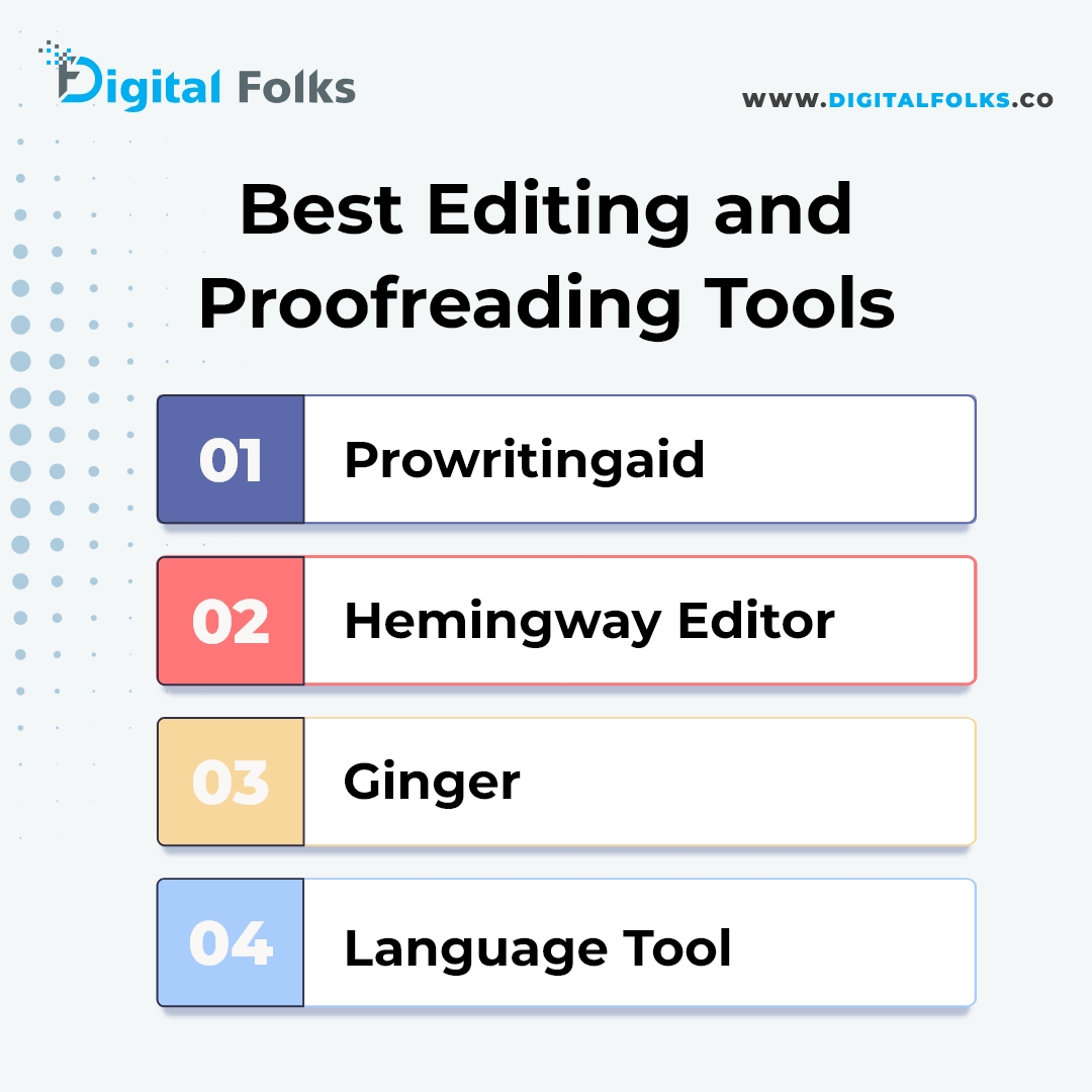 digitalfolksinc's tweet photo. Editing and Proofreading Tools
1) ProWritingAid
2) Hemingway Editor
3) Ginger
4) Language Tool
✅Visit: https://t.co/WcFrj7XSti
✅Call Now: +16042236450
.
#ai #aitools #bestaitools #editingtools #contentediting #contentwritingtools #contentcreation #contentmarketing https://t.co/gFRbTetFbU