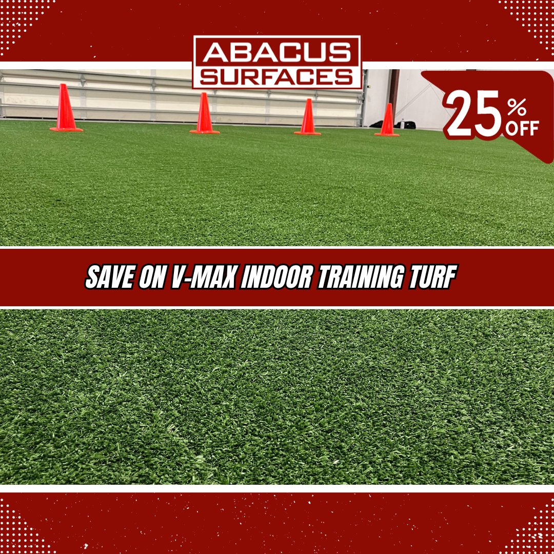 AbacusSurfaces's tweet image. High performance quality and perfect for training, save on V-Max indoor training turf today! Get 25% off one order now with code GymTurf25 --&amp;gt; abacussurfaces.com/collections/at… #IndoorTurf #WeightRoom #SportsFlooring