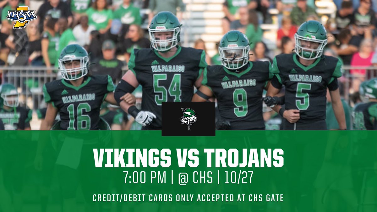 Round 1 on Sectionals is only 1 day away!  Do you have your tickets???  NO CASH sales at the gate.  @valpocheer1 <a href="/VikingNationVHS/">Viking Nation</a> <a href="/VHSFootball_19/">Valpo High School Football</a> <a href="/ValpoHS411/">Viking Info</a> <a href="/Valpo_Schools/">Valparaiso Community Schools</a>

Purchase Link - public.eventlink.com/tickets?t=5620…