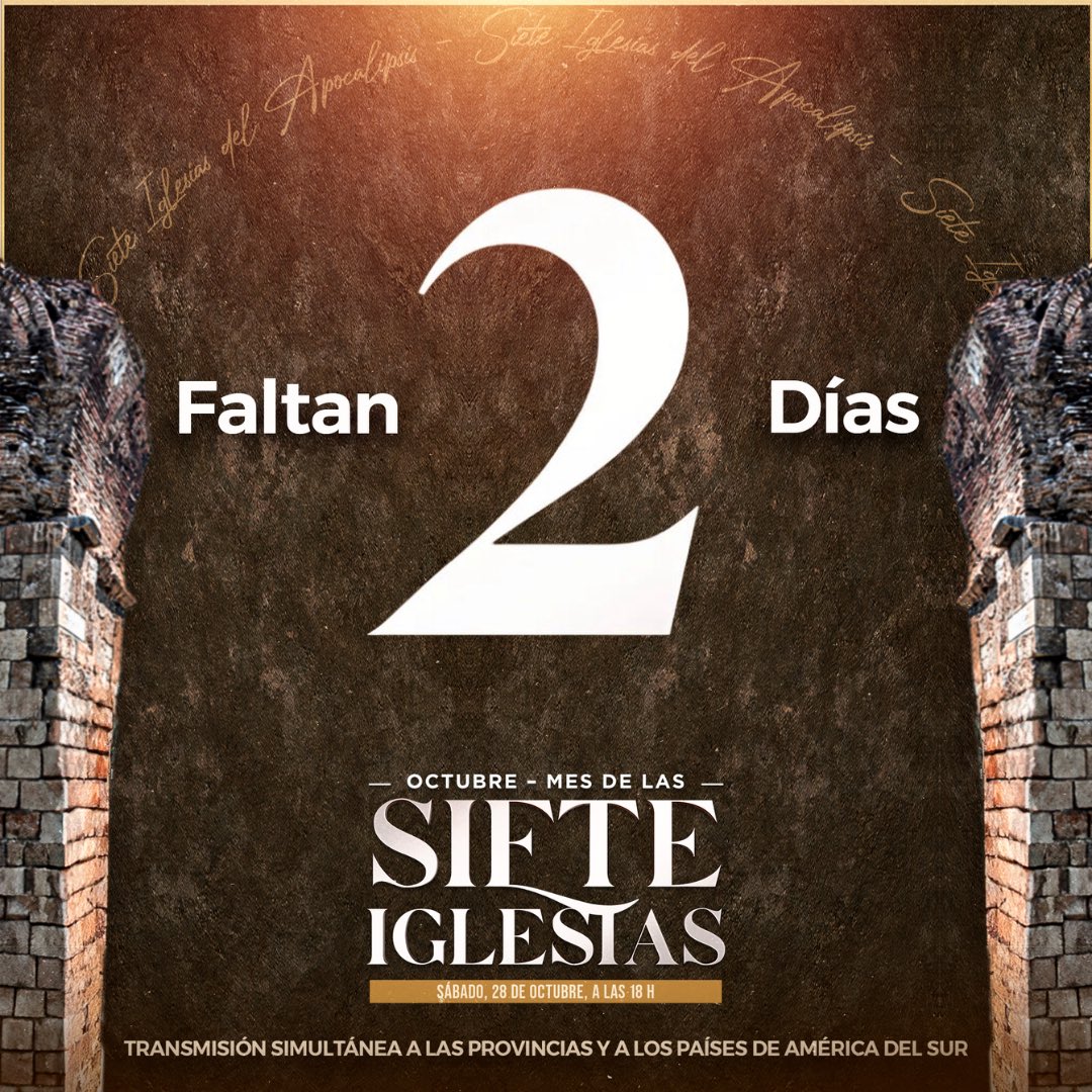 obrerosarg's tweet photo. ⏰ Estamos en cuenta regresiva para el sábado de las Siete Iglesias. 

‼️ Será el próximo sábado a las 18h, desde el Templo de los Milagros, con transmisión simultánea a las provincias y a los países de América del Sur.

💬 Comente desde qué Universal usted estará participando. https://t.co/S5pQGbkXoa