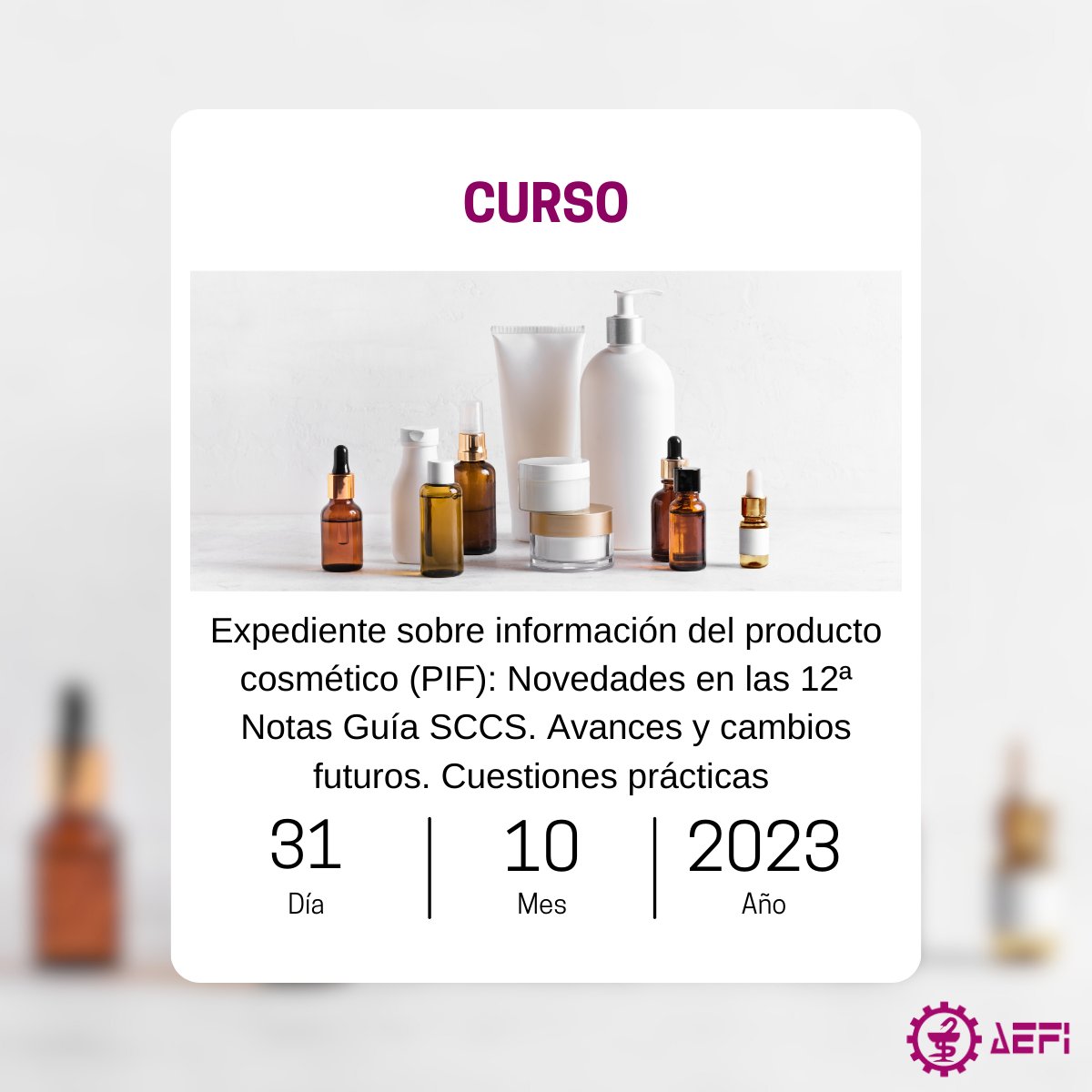 AEFI_es's tweet photo. 🆕📢 Este curso se enfoca en las últimas actualizaciones de la 12º revisión de la Guía del Comité Científico de Seguridad de los Consumidores (SCCS) sobre la evaluación de ingredientes #cosméticos y su seguridad. 

⏰ De 10:00 a 12:00 horas
📍Online 👉🏻 https://t.co/eQJwc922z9 https://t.co/UyG504324x