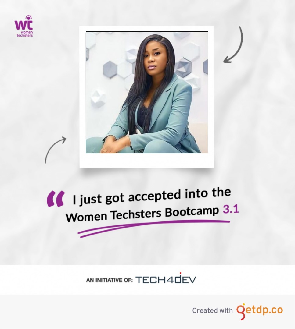 I am excited to start my tech journey in the Women Techsters Bootcamp Cohort 3.1. @Tech4DevHQ  
 #Tech4Dev
 #WomenTechsters #WTBootcampCohort2023.