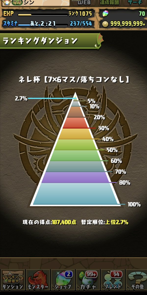ssm_ur's tweet photo. ボーダー予想ギリギリって感じやけどどうなるか…
パズル下手やからこれ以上の点は厳しすぎる😂
#パズドラ https://t.co/HG3KGgeUkO