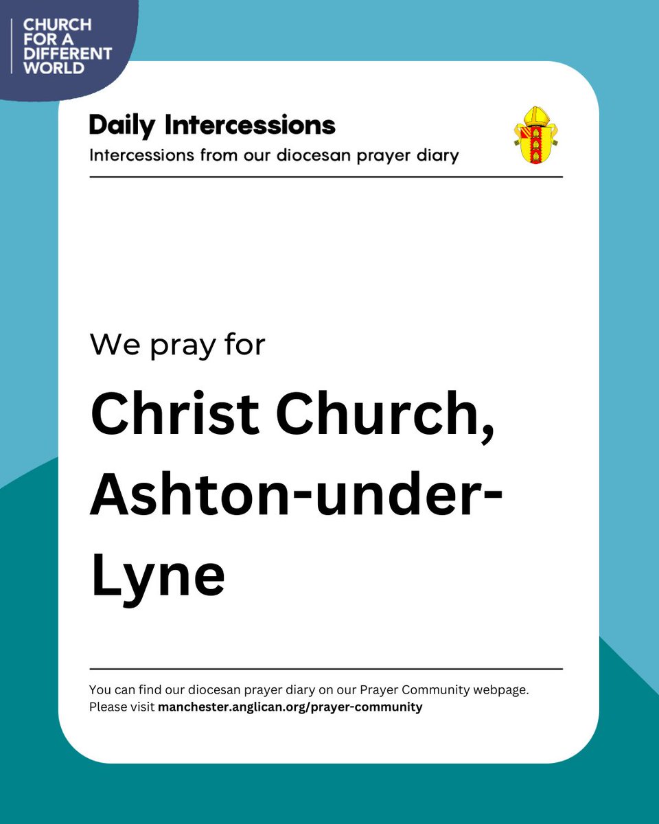 🙏

We pray for Christ Church, Ashton-Under-Lyne.

We give thanks that they encounter so many young people and families, praying for such opportunities to be influentially fruitful, seed-sowing and spiritually effective.