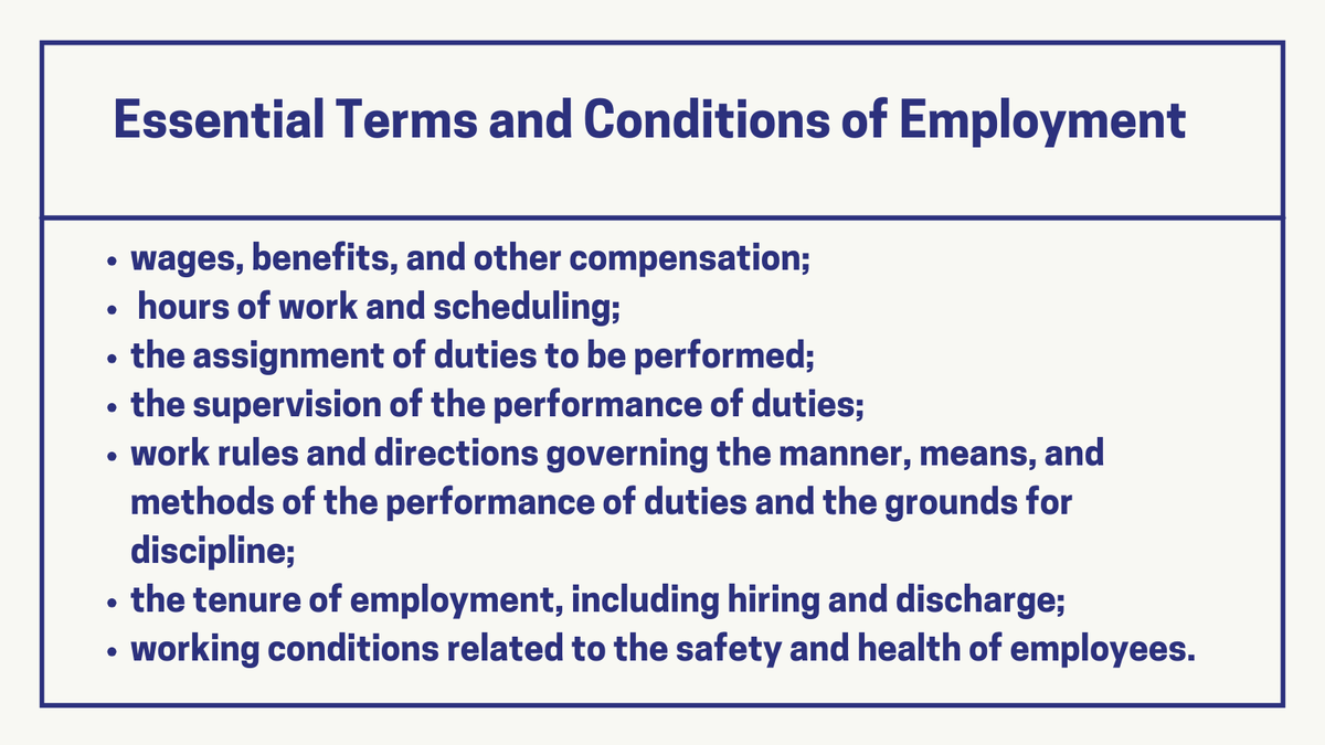 NLRB's tweet image. Under the new standard, an entity may be considered a joint employer of a group of employees if each entity has an employment relationship with the employees &amp;amp; they share or codetermine 1 or more of the employees’ essential terms &amp;amp; conditions of employment—defined exclusively as: