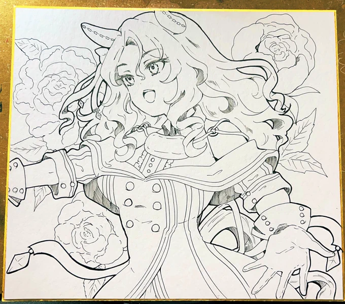 キング様の色紙のペン入れ終わりました👑
#ウマ娘
#キングヘイロー
#プリステ32R 
