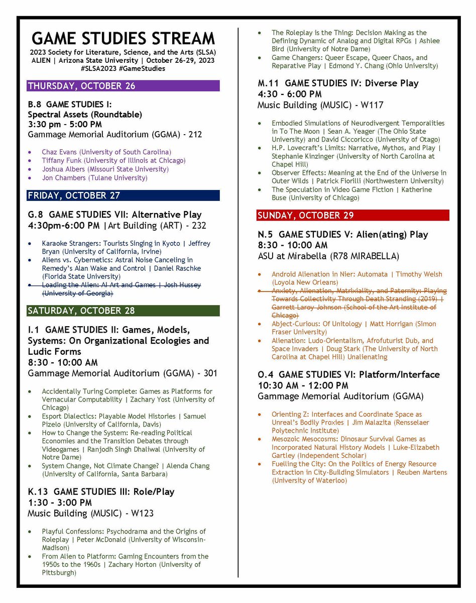 edmondchang's tweet photo. Welcome to the #SLSA2023 #GameStudies Stream! Join us at .@SocLitSciArts's annual meeting!  This year's theme is "ALIEN," October 26-29, 2023, at .@ArizonaState! https://t.co/MkhW7omqaA