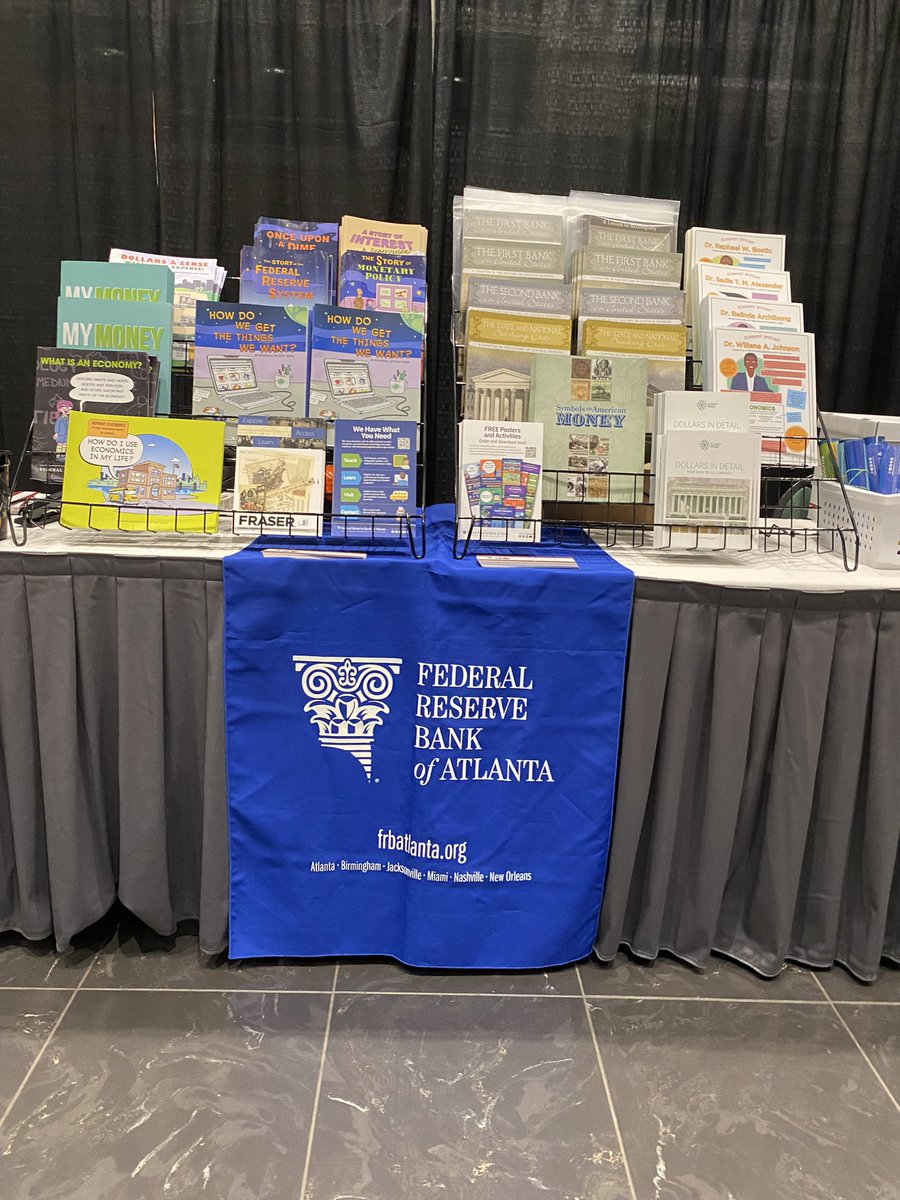 princetonatl's tweet photo. Come by and visit the #AtlFedEconEd at #gcss2023 and celebrate #econedmonth with tons of free resources for teachers. And don’t miss #gcee next door! https://t.co/lQslFdMBQE
