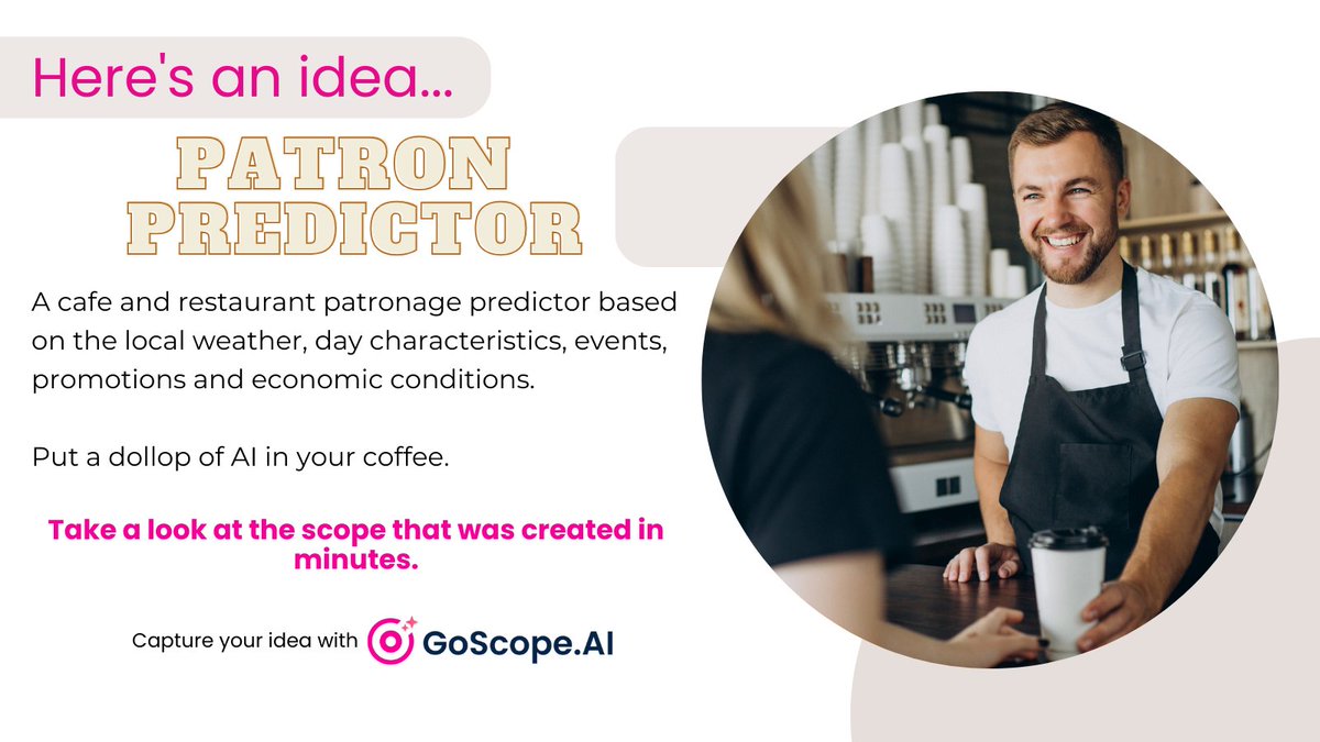 GoScopeAI's tweet photo. Get ahead of the game and predict your customers before they arrive.

Take a look at the scope that was created in minutes here: https://t.co/sFnl3uvmpA https://t.co/yL0wJGOSIV