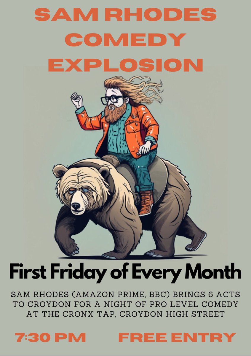 Next Friday we’re kicking off Sam Rhodes Comedy explosion! A vast array of talent and the big hairy man himself! This is a FREE event! 19.30 Keep It Cronx. 
#standupcomedy #comedy #craftbeerlondon #craftbeer #croydon