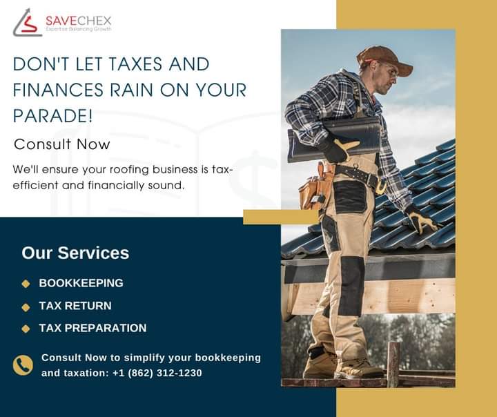 savechex20178's tweet photo. Would you be interested in keeping your roofing business in tip-top financial shape? 

Consult now for bookkeeping and taxation strategies to help your business reach new heights.

Schedule a Consultation Today: https://t.co/bkCpudOzB7

#TaxationMasters #ContractorFinance https://t.co/nJWJ1bS27e