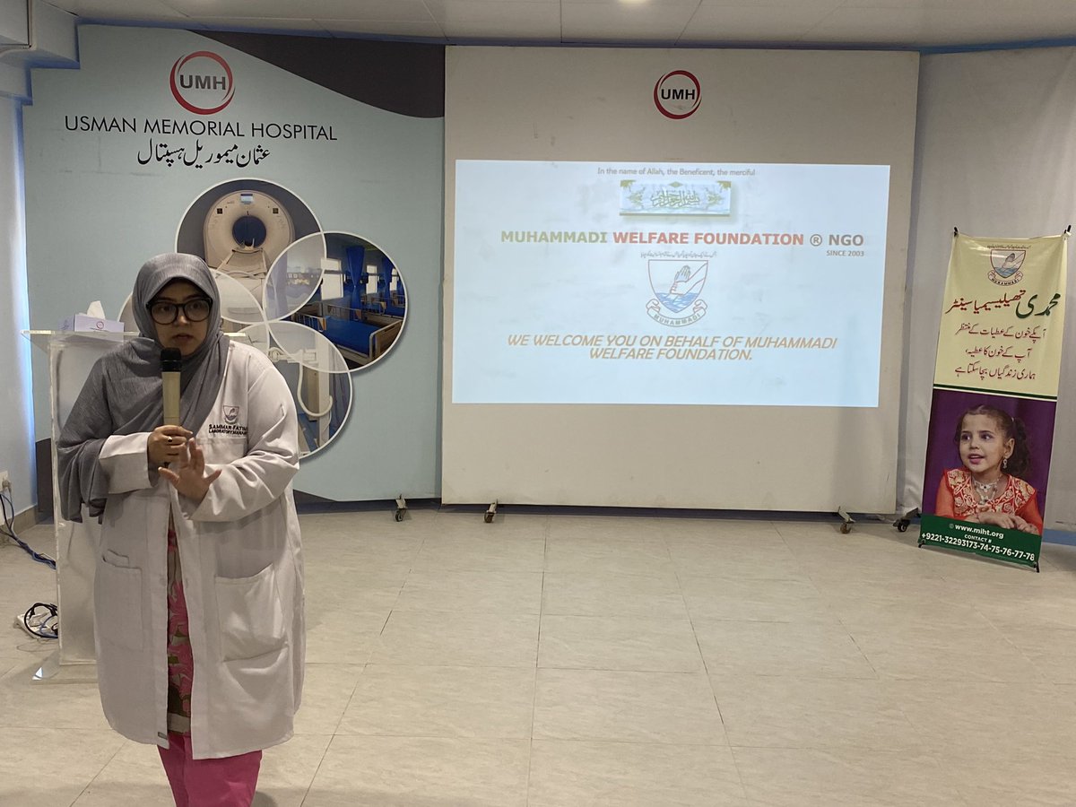 NgoMuhammadi's tweet photo. An awareness session was conducted at Usman Memorial Hospital, especially for housekeeping staff. The aim was to create an awareness of testing among cousin marriages. We encourage them to get themselves tested for Beta Thalassemia Minor to win against Beta Thalassemia Major. https://t.co/6rB3gbdCGM