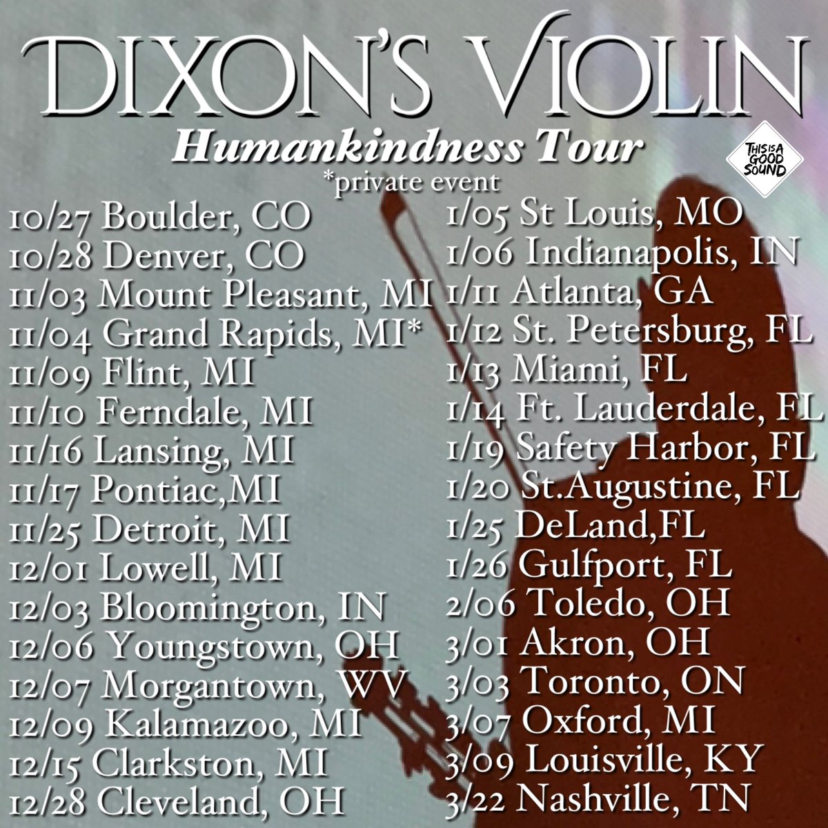 New dates! I'm so excited, thank you all for your support! Doing my best to share inspiration widely and bring people together 💖!🙏 (my #Humankindnesstour details: dixonsviolin.com)