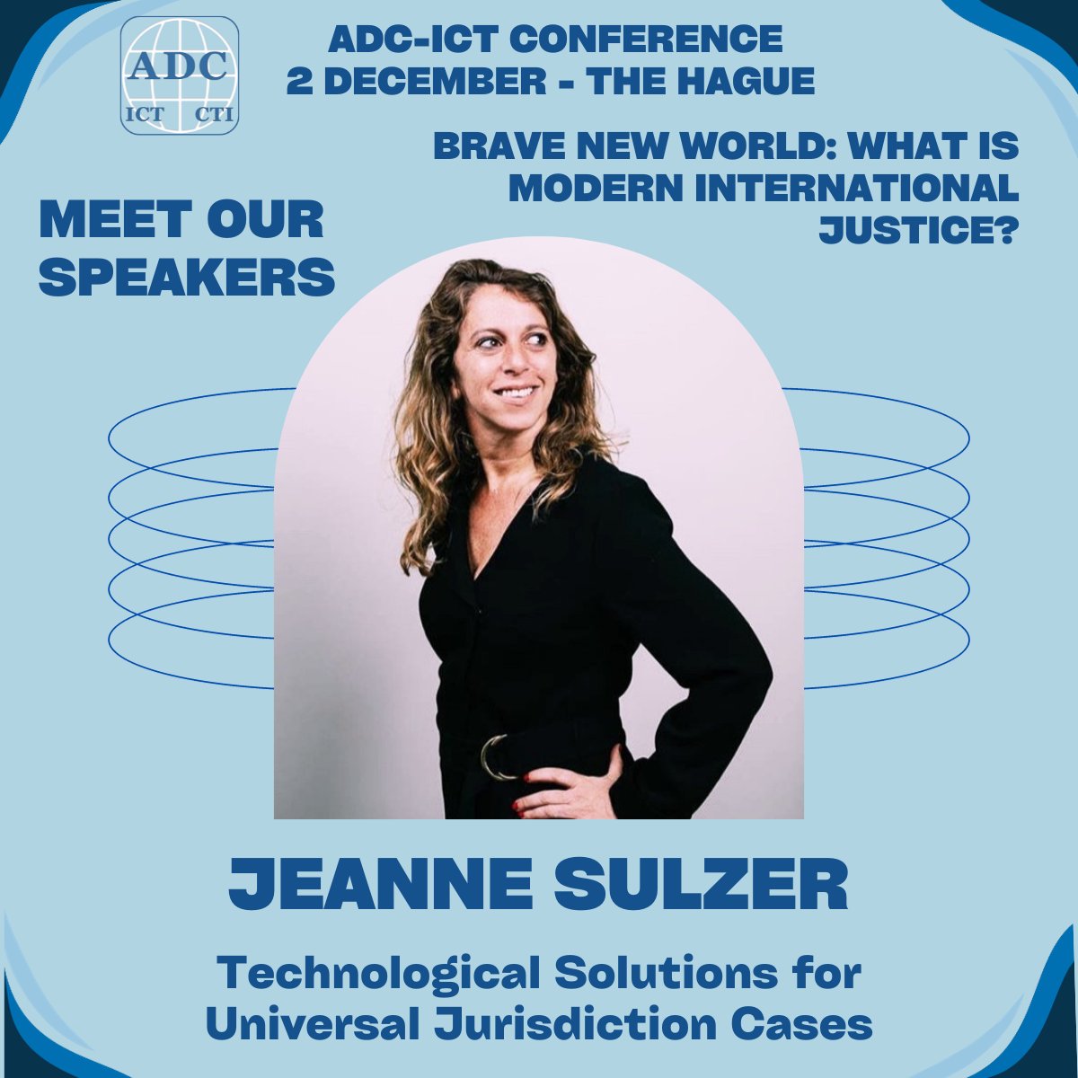 adc_ict's tweet photo. Join us for a captivating session with Jeanne Sulzer, as she explores 'Technological Solutions for Universal Jurisdiction Cases'. Be part of the discussion on the innovative tools and approaches shaping the pursuit of justice worldwide. https://t.co/wIYH5n9mnd #ADCConf23 #ICL https://t.co/8XieHIxQS8