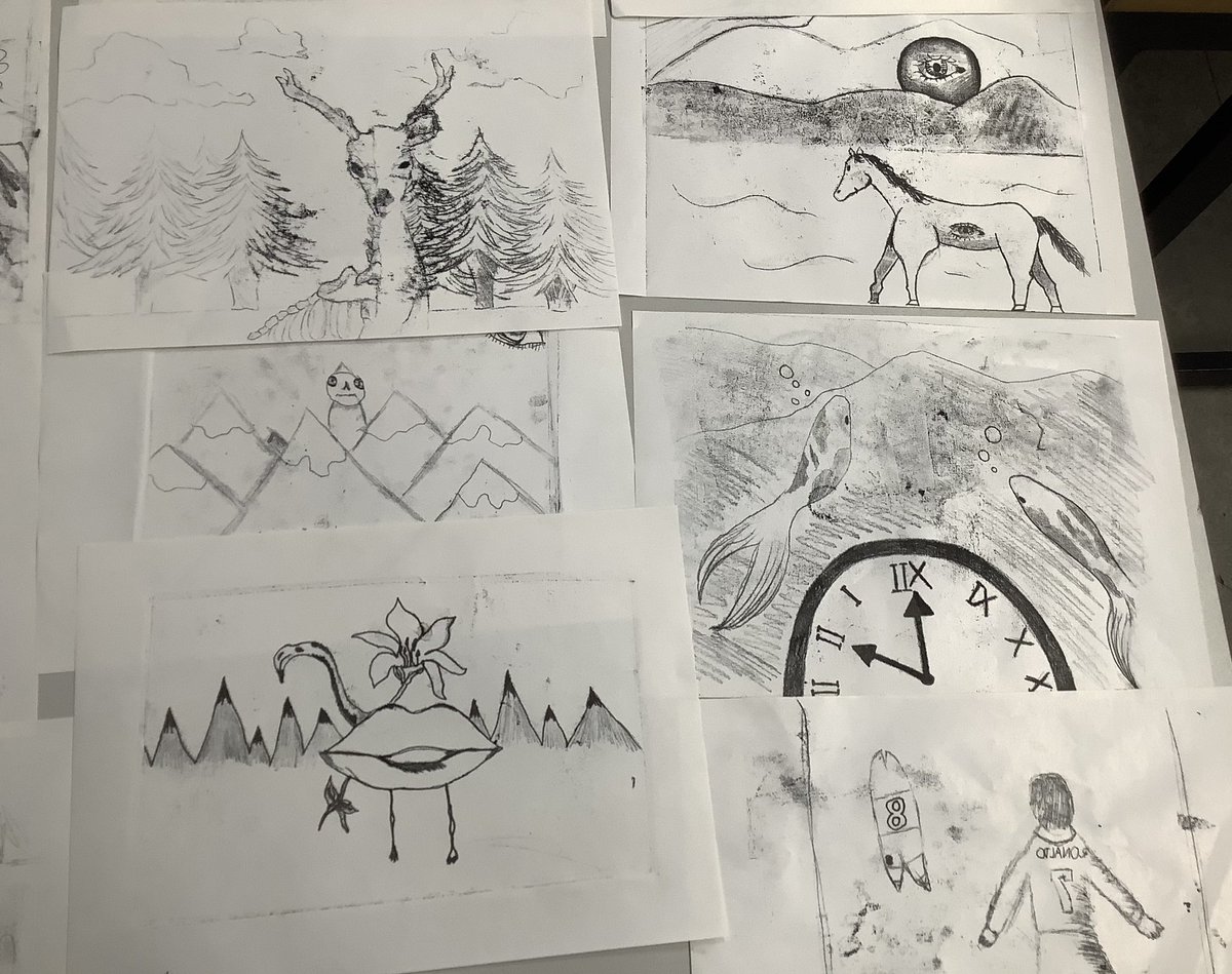 S3 Art and Design pupils trying some monoprinting this week, well done for some great efforts!