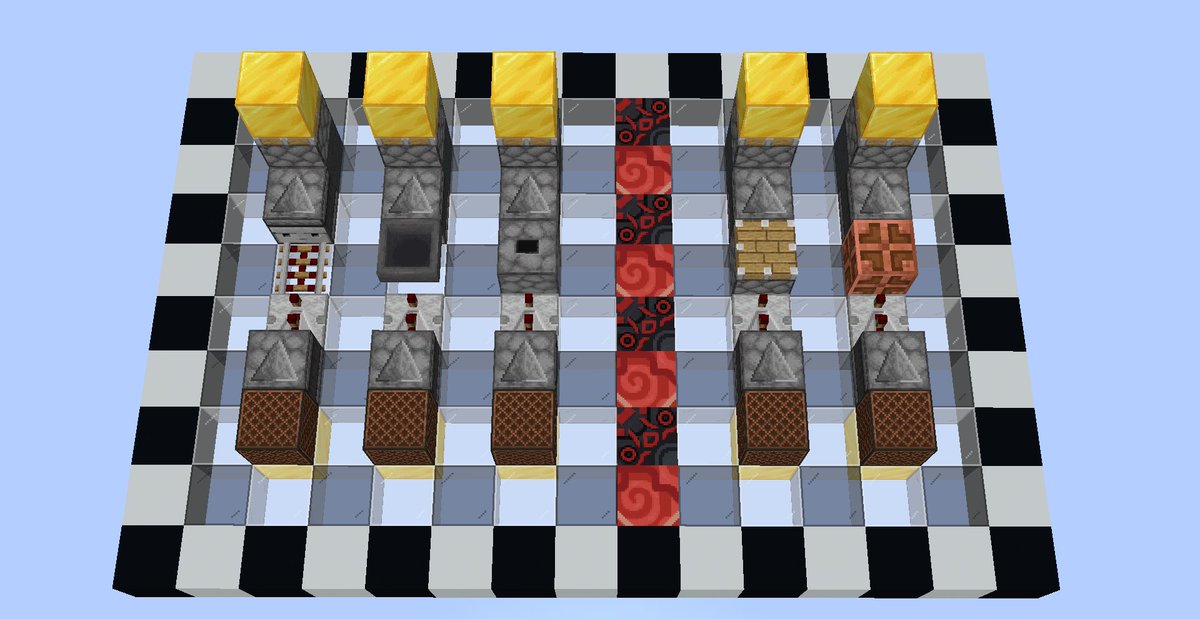 end_0519's tweet image. 〇反応速度（反応回数）の違い（リピーターは２遅延(4gt)）
・左側は一回反応（⇒金ブロックを引き剥がす）
・右側は二回反応（⇒引き剥がしたものを引き戻す）

〇ドロッパー類と銅電球の違い
・オブザーバーで読み取る場合、銅電球は1gt遅い？
（⇒奇数gtを簡単に作成できる。）