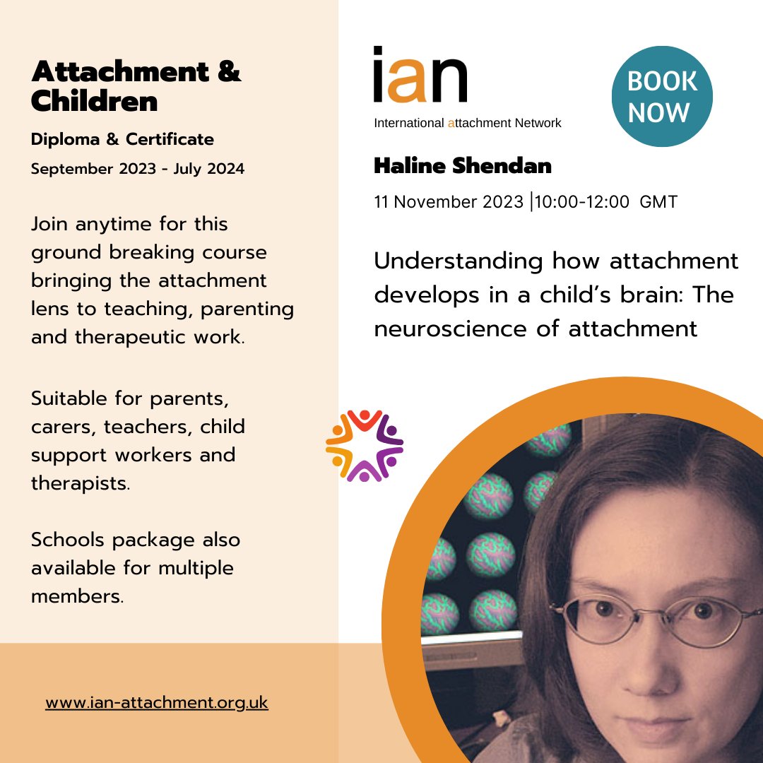 IANattachmentUK's tweet photo. Book onto the next seminar of our Attachment &amp; Children course: Understanding how attachment develops in a child’s brain: The neuroscience of attachment led by Haline Shendan. 14th Nov. 10am-12pm. https://t.co/KBHLjd7EU6 https://t.co/CWyH6nCOrP
