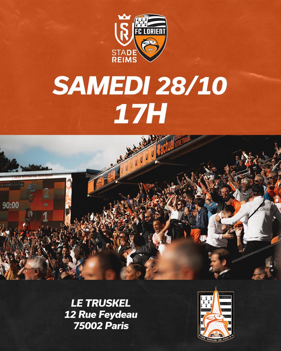 On enchaine avec une victoire à Reims ? 👀 

Après une victoire face à Rennes (la première au Truskel), le soutien face à Reims sera important. 🗣️🧡