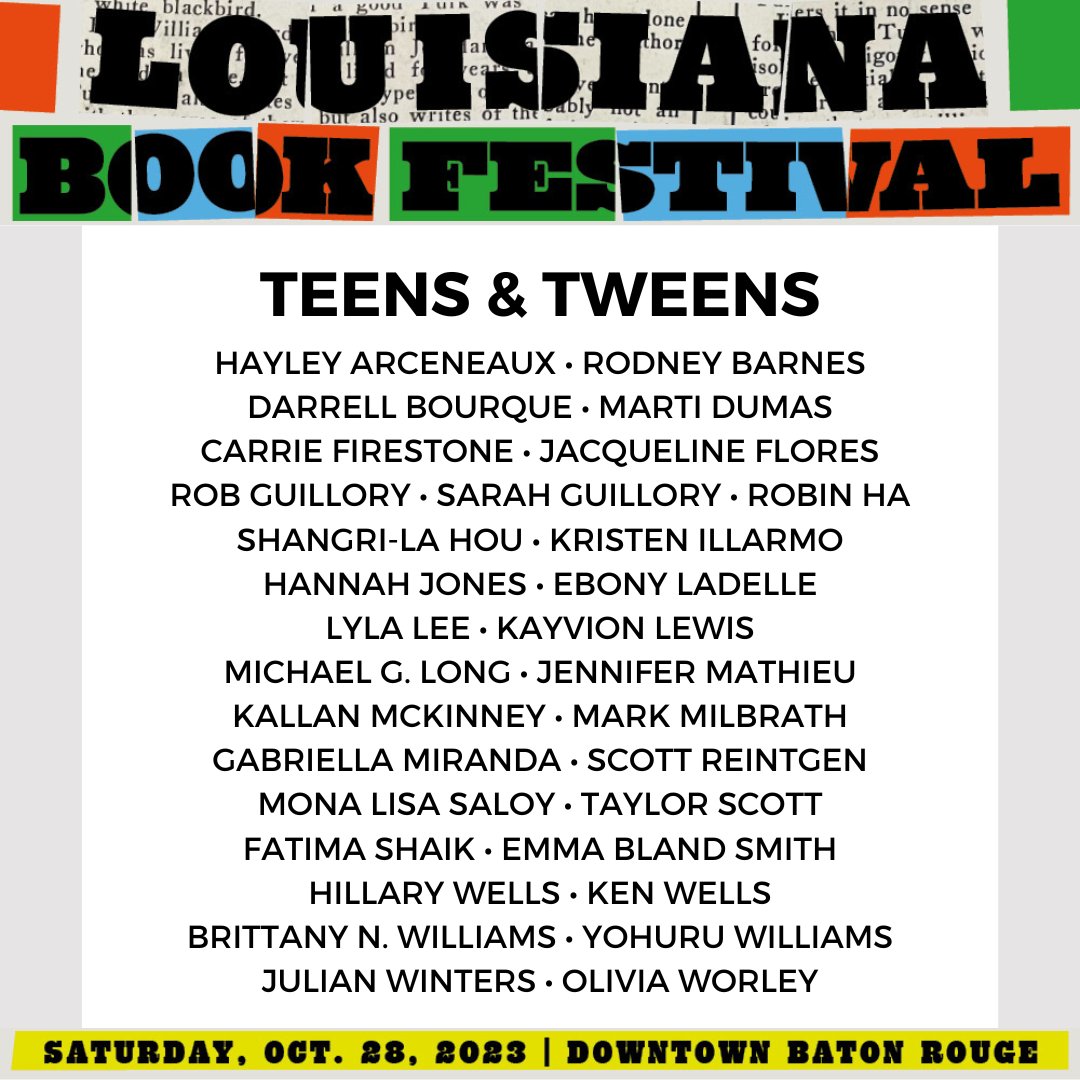 We have a full slate of authors for our teen and tween readers! The full schedule can be found here: bit.ly/4938jmB