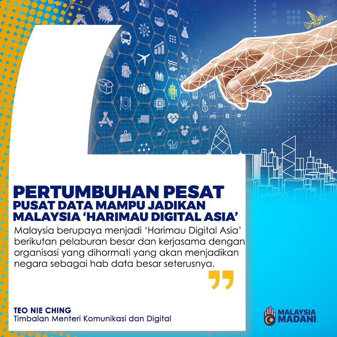 drpulaupinang's tweet image. PERTUMBUHAN PESAT PUSAT DATA MAMPU JADIKAN MALAYSIA &apos;HARIMAU DIGITAL ASIA&apos;- @TeoNieChing 
#MalaysiaMadani #KerajaanPerpaduan #pusatdata #digital #asia #demirakyat #demirakyatpenang