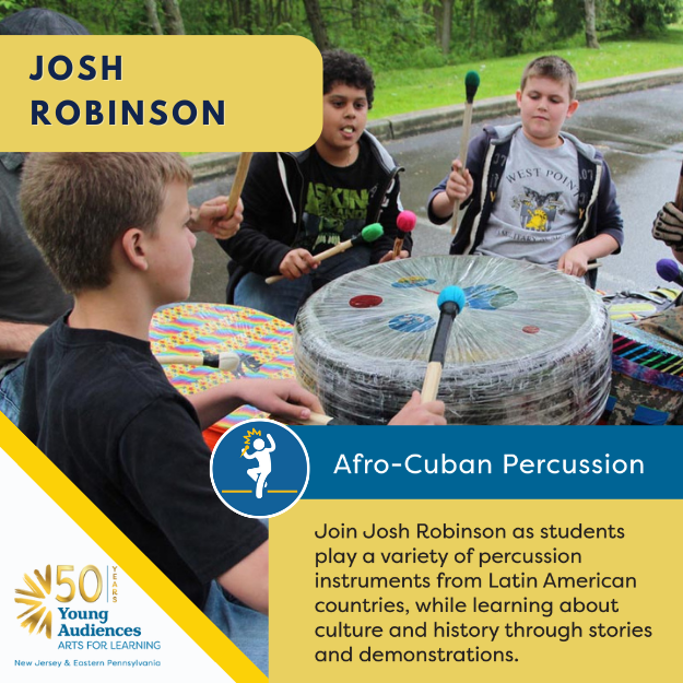 yaaflorg's tweet photo. Josh Robinson's "Afro-Cuban Percussion" helps students understand the meaning of Afro-Cuban music beyond the basic rhythms and melodies. 

Learn more about this program: https://t.co/7xmf5OACS9 

#Arts4Learning #ProgramSpotlight #Music https://t.co/8pPXIIYXbS