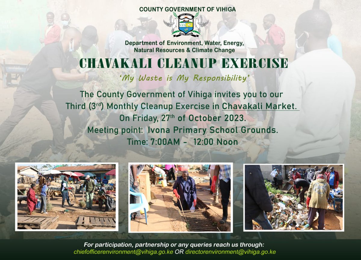 VihigaCountyGov's tweet photo. 𝐂𝐇𝐀𝐕𝐀𝐊𝐀𝐋𝐈 𝐌𝐀𝐑𝐊𝐄𝐓 𝐂𝐋𝐄𝐀𝐍 𝐔𝐏 𝐄𝐗𝐄𝐑𝐂𝐈𝐒𝐄
Welcome all,  let's clean our environment

𝑴𝒚 𝒘𝒂𝒔𝒕𝒆 𝒊𝒔 𝒎𝒚 𝑹𝒆𝒔𝒑𝒐𝒏𝒔𝒊𝒃𝒊𝒍𝒊𝒕𝒚 https://t.co/4nmtBhrANx