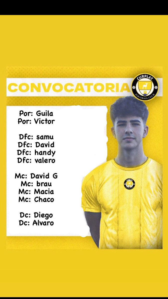 curplatFC's tweet photo. 🚨ATENCIÓN🚨

‼️ ESTA SERÁ LA NUEVA PLANTILLA DEL CURPLAT PARA DISPUTAR LOS PRÓXIMOS PARTIDOS DE NAVIDAD‼️‼️

VAMOS CURPLAT🖤💛‼️ https://t.co/DCmFXEP5Kj