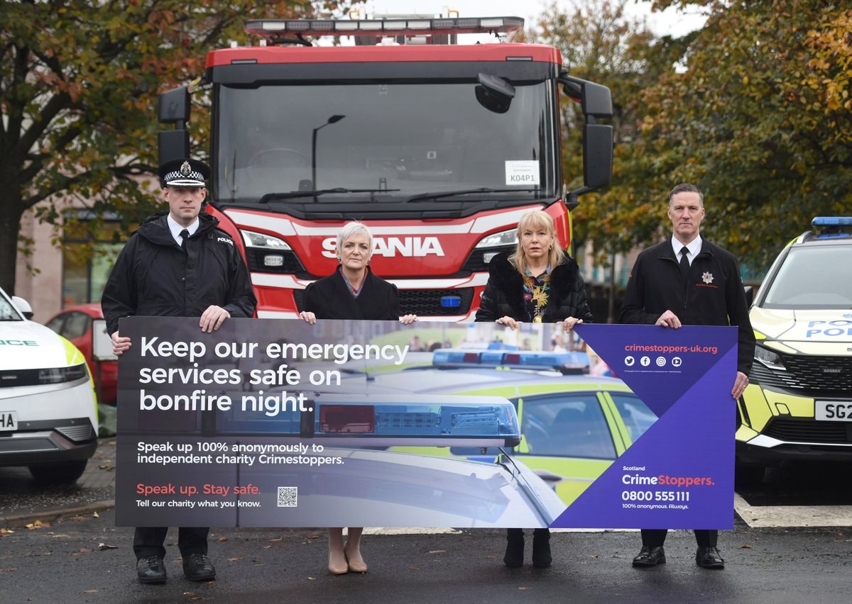 Delighted to launch our campaign on keeping Scotland's emergency services safe across #BonfireNight supported by @ScotGovJustice Cabinet Secretary @AConstance23 ACC Tim Mairs @PSsafercomms, @lezleymarion Deputy Lord Provost City of Edinburgh and ACO @andywattSFRS