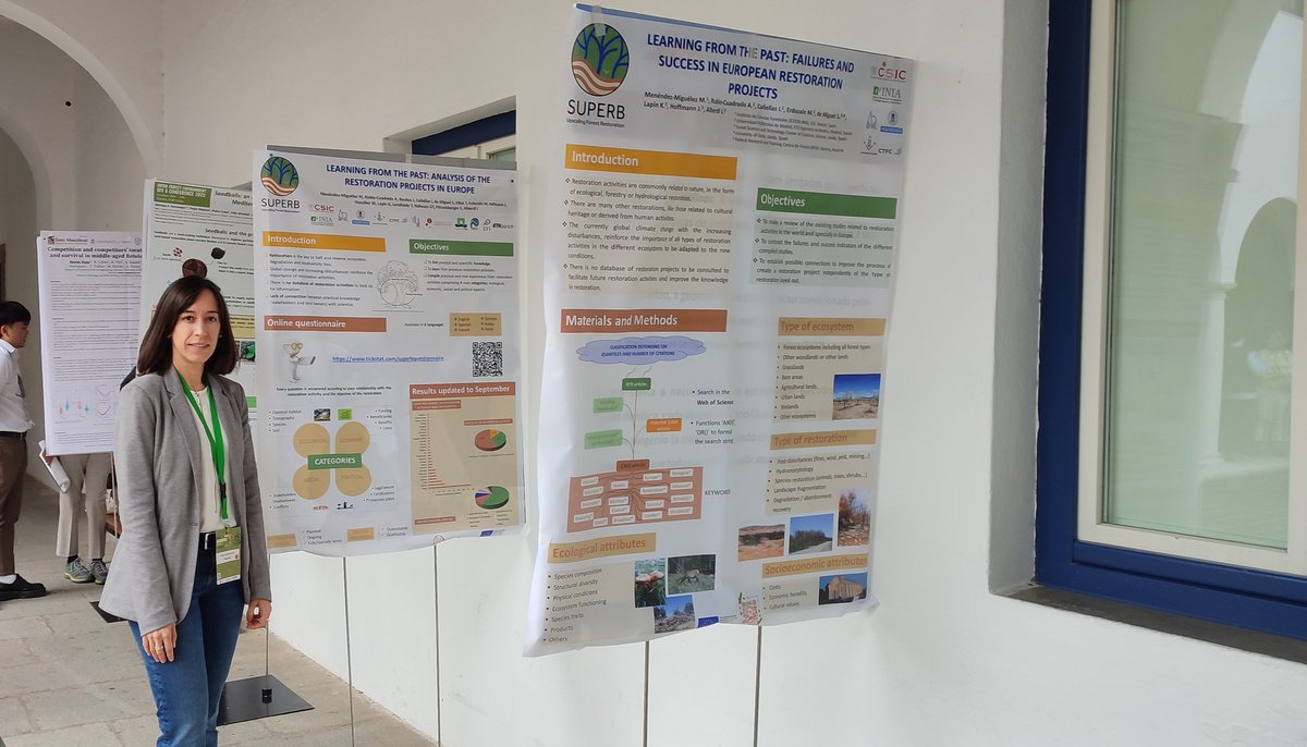 MndzMery's tweet photo. Posters session at @IUFRO Congress in #Evora presenting #onlinequestionnaire and historical European #review developed by @INIA_es within #WP3 in @SUPERB_project. @sermigmag @CSIC @ctforestal #restoration #research https://t.co/qbhz3v0OB9