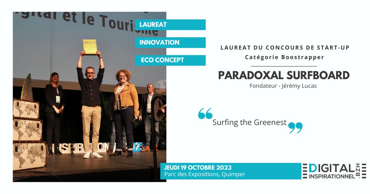🏆Lauréat du concours de Startup !🏆

Un grand bravo à Jérémy Lucas pour son premier prix dans la catégorie Bootstrapper !

Lors de son pitch, Paradoxal Surfboard a mis tout le monde d’accord sur la justesse de son innovation.