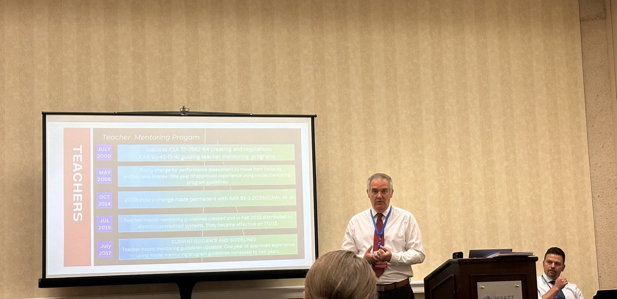 Listening in to teacher mentoring updates with @ksdehq Ed Kalas and Shane Carter #2023GreatIdeasinEducationConference #KansansCan