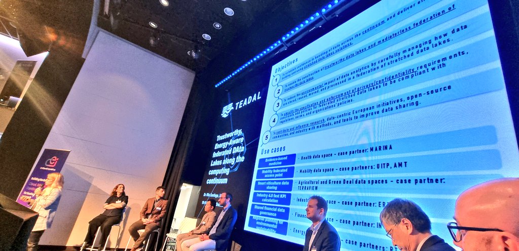 Trustworthy, Energy-Aware federated DAta Lakes along the computing continuum.

Our #horizoneu project @TEADAL_eu now on stage at the #euceievent 

@Martel_Innovate 
@EU_CloudEdgeIoT 
@DigitalEU 
@NetTechEU 
@CnectCloud