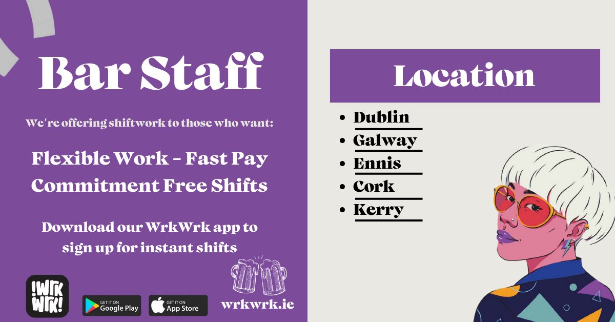 The weekend dawns. Answer the call

Simply download our app and select the shifts you want to work

I don't know what else to say, it really is that simple...

#barstaff #bar #shifts #tempwork #staff #wrkwrk #ireland #dublin #cork #galway #limerick #ennis #kerry