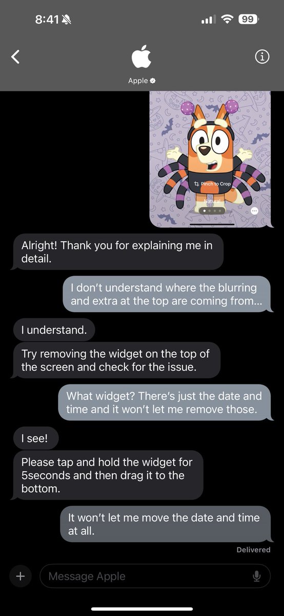 autumneffect's tweet photo. This is the level of support I’m receiving right now from @AppleSupport — someone who doesn’t even know how the device/software works. Come on, man. https://t.co/CxqwZBuREs