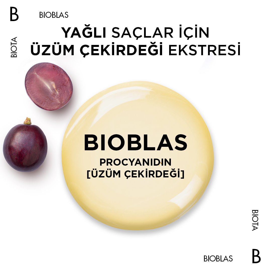 BioblasTR's tweet photo. Üzüm çekirdeği ekstresinden gelen procyanidin ve Vitamin B3 içeren Bioblas Şampuan ile hem saç dökülmesine hem de yağlı saç derisine karşı etki bir arada!

Kökten uca sağlıklı ve yağdan arındırılmış saçlar. 

#bioblas #procyanidin #şampuan #saçbakımı #üzümçekirdeği https://t.co/RqogV0xJC7
