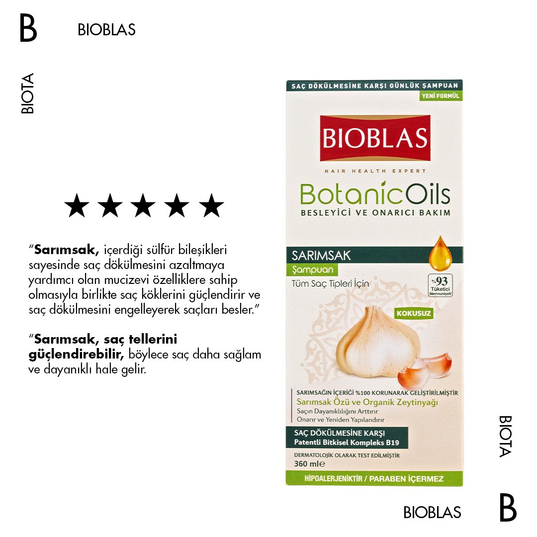 Değerli yorumların için teşekkürler. ❤️Saç Dökülmesine karşı güçlü ve bakımlı saçlar için Bioblas Botanic Oils Sarımsaklı Şampuan sana en yakın market ve parfümerilerde! 

#bioblas&amp;nbsp;#sarımsaklışampuan&amp;nbsp;#saçdökülmesi&amp;nbsp;#saçbakımı