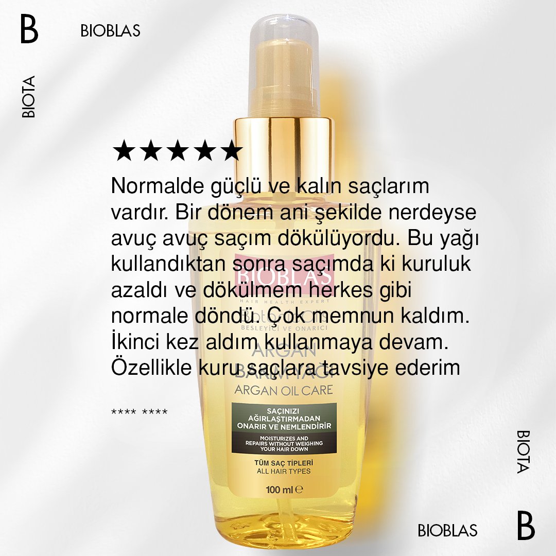 Değerli yorumların için teşekkürler. ❤️

Sen de ipeksi yumuşak saçlar için Botanic Oils Argan Saç Bakım Yağı her anında yanında. Sana en yakın market ve parfümeriyi ziyaret etmeyi unutma !

#bioblas #arganyağ #arganoil #organic